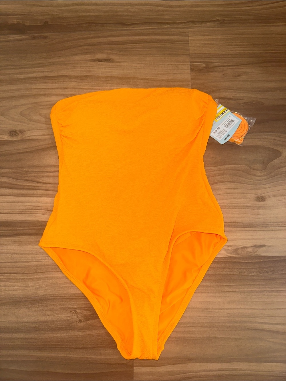 Shade & Shore Vibrant Orange Strapless One-Piece Swimsuit